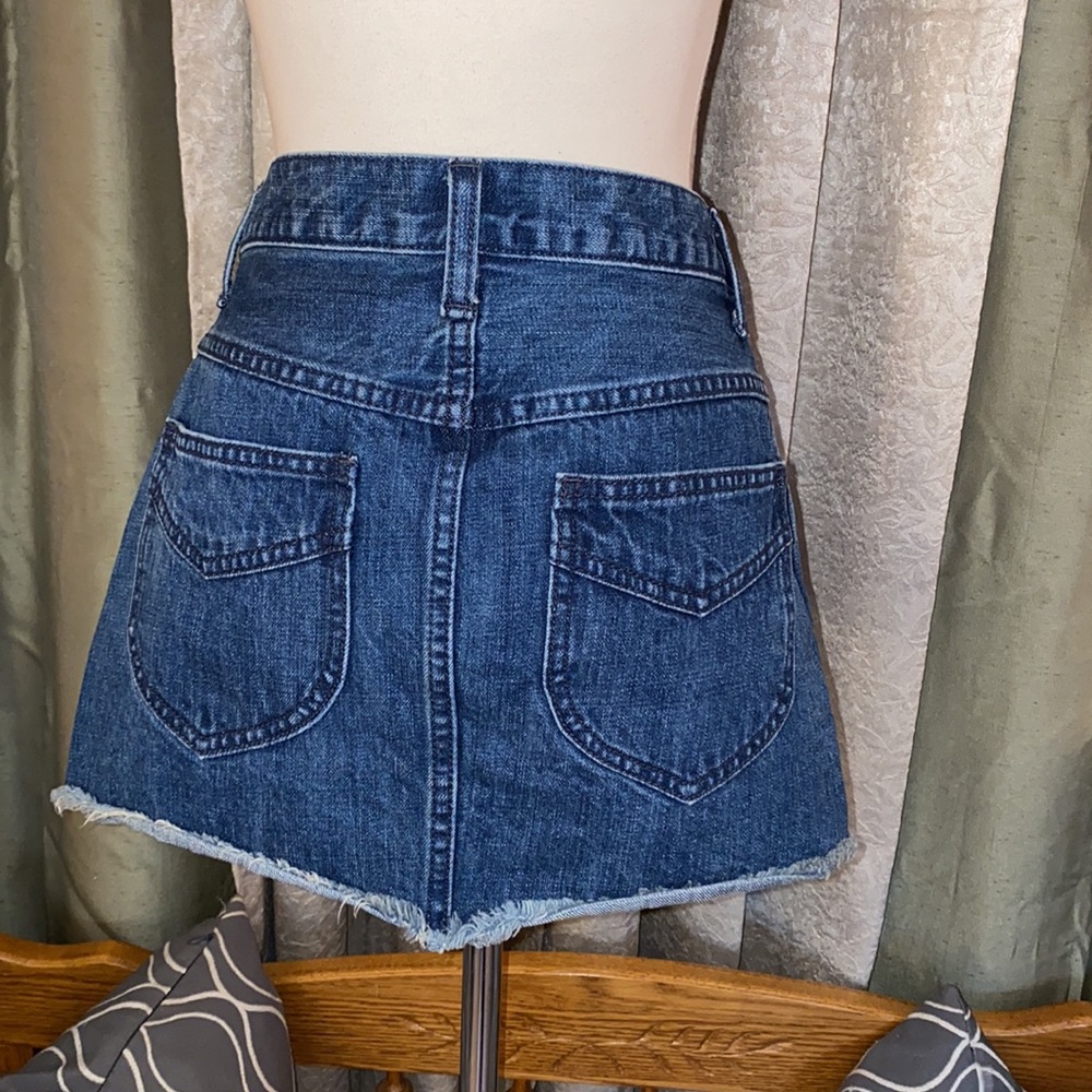 Free People Denim Jean Cut Off Raw Hem Mini Skirt - Picture 6 of 16
